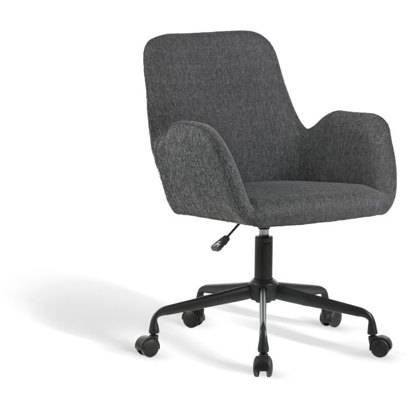 Chaise de bureau à roulettes modèle Mael, en tissu gris anthracite - Hispanohogar