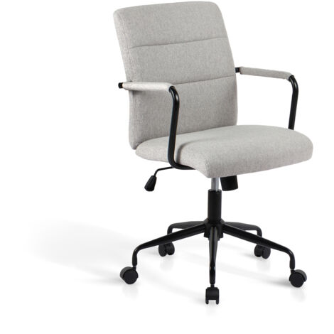 HISPANOHOGAR, silla de oficina con ruedas y altura regulable, modelo Oli, en tela gris claro