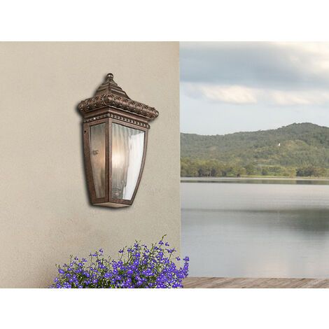 Historische Außenwandleuchte Halbschale VENETIAN RAIN, Bronze Höhe 30cm