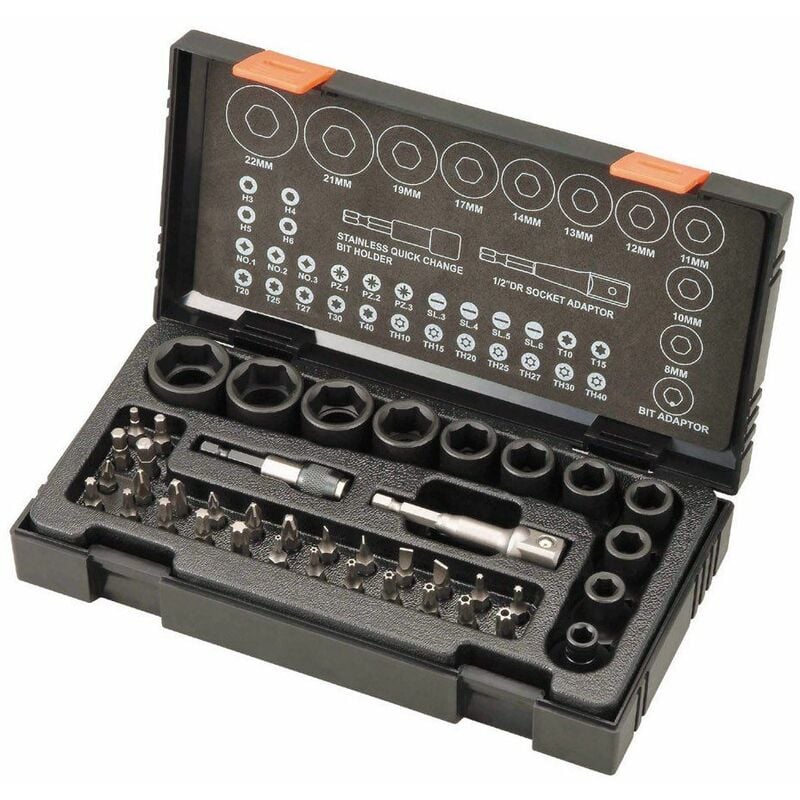 Hitachi - Impact Socket & Bit Set of 41 Metric 1/2in Drive HIK752500
