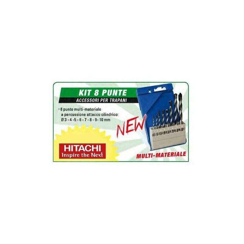 Image of Hitachi kit set 8 punte multimateriale multi materiale per ferro legno cemento