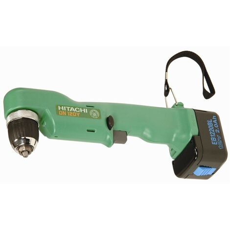 Hitachi – Perceuse d’angle 10 mm – 12 V – 2 Ah NiCd – Capacité perçage acier 10 mm, bois 18 mm – Mandrin auto-serrant – Coffret de rangement - DN12DY