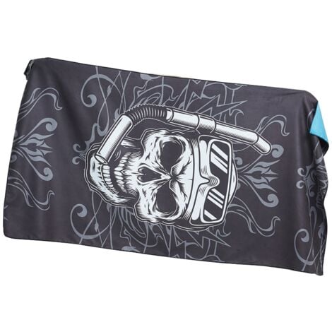Hiturbo Microfiber Beach Poncho Towel Skull Hooded Changing Robe Water Absorbent Quick Dry Beach Towel for Swimming Diving Black