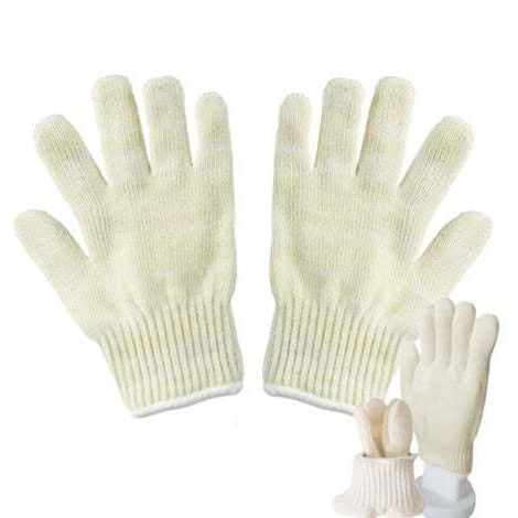 Hitzebeständige Handschuhe, Hitzebeständige Fäustlinge, Ofen, Kamin, Hitzebeständig bis 300 °C, Universalgröße, Beige (2 Stück)