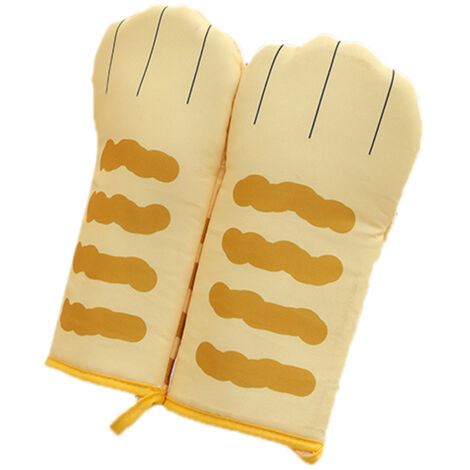 Hitzebeständige Ofenhandschuhe aus Polyester für Backofen, Grill und Barbecue – Gelb