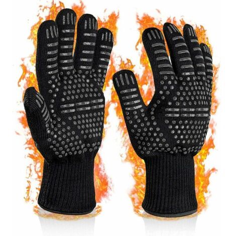 Hitzebeständige Ofenhandschuhe, Küchenhandschuhe, Grillhandschuhe, Backofenhandschuhe, bis 800 °C, universelle hitzebeständige, rutschfeste Küchenhandschuhe für Grill, Backofen