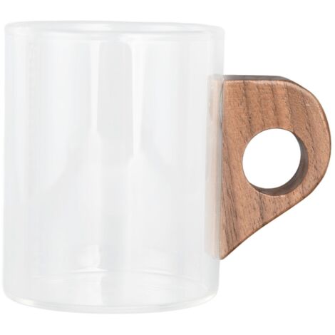 Hitzebeständiger Glaskaffeebecher mit Holzgriff, ideal für Zuhause, unterwegs, Küche und Restaurant – 200 ml