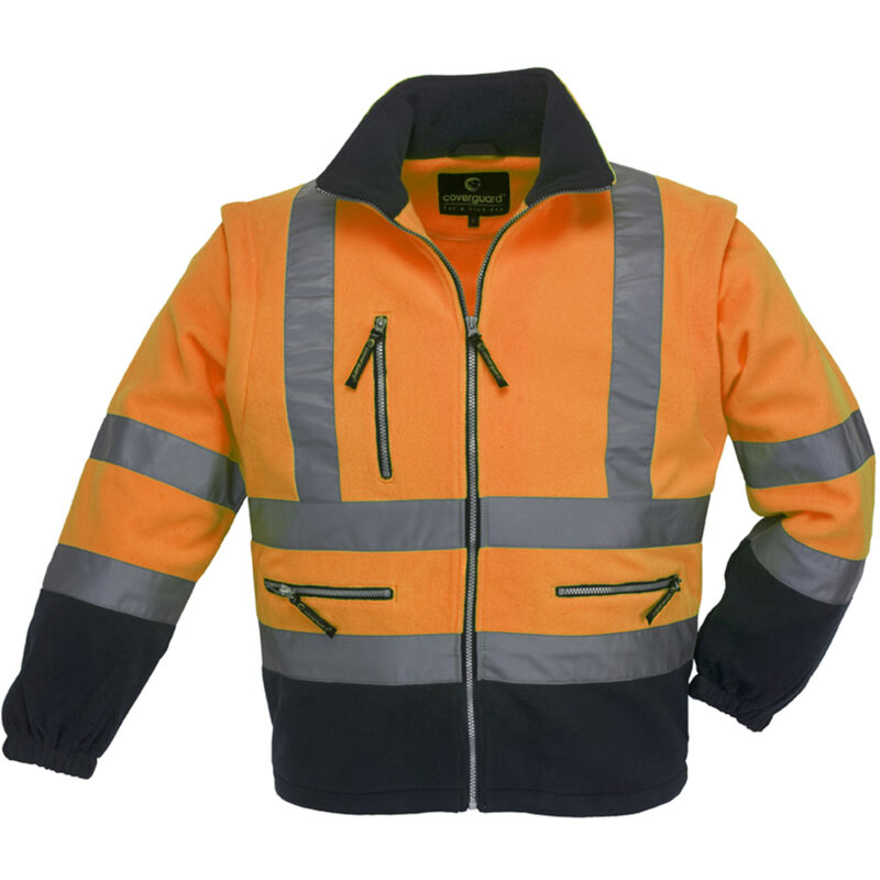 Coverguard - Veste polaire haute visibilité manches amovibles station polar fleece Orange / Marine m