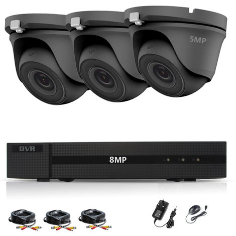 main image of "HIZONE PRO 5MP CCTV KIT SECURITY SYSTEM 4K DVR 4CH+&3X 5MP GRAY ULTRA HD METAL HOUSING IP66 WATERPROOF IN/OUTDOOR DOME CAMERAS 20M NIGHT VISION EASY P2P EMAIL ALERT REMOTE VIEW- different size HDD available"