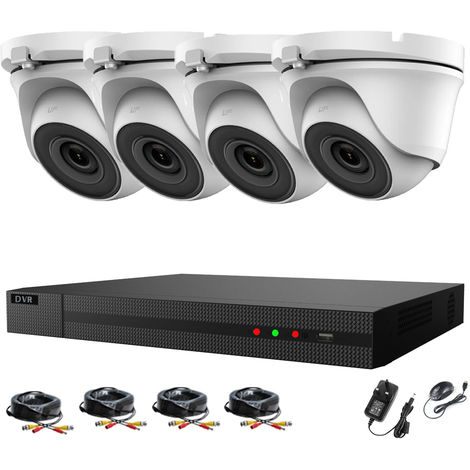 Hizone Pro 8CH CCTV KIT DVR 1080P & 4 x 2.0MP Full HD 1080P 2.8mm White Dome CCTV Cameras IR 20M Night Vision 1080P Output, Motion Detection, Hik-Connect, Email Alert, P2P, 20M IR Distance, Night Visi