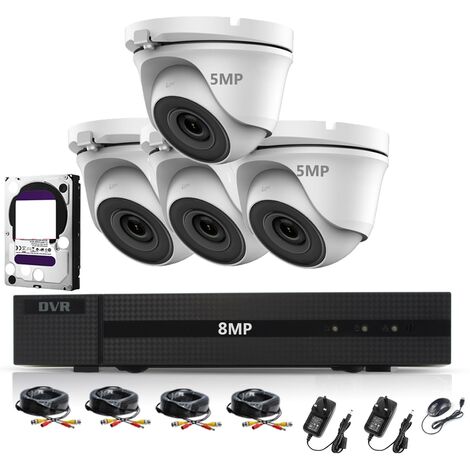 HIZONE PRO 8MP CCTV KIT SECURITY SYSTEM 4K DVR 8CH H.265+ &4X5MP WHITE ULTRA HD METAL HOUSING IP66 WATERPROOF INDOOR OUTDOOR DOME CAMERAS 20M NIGHT VISION P2P REMOTE VIEW (3TB HDD PRE-INSTALLED)