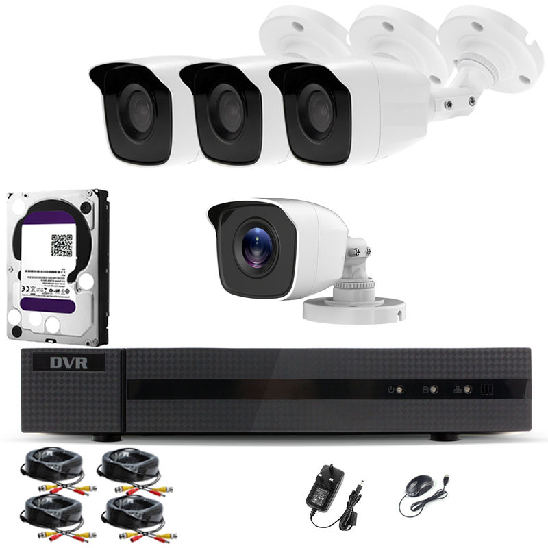 Home CCTV Cameras System 4 Channel 1080P Surveillance DVR Kit and 4 x 2MP 3.6mm Outdoor White Bullet CCTV Cameras 1080P HD smart Security Camera