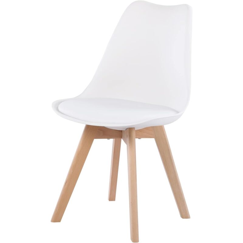 H.j Wedoo - 1 x Chaise Salle à Manger Scandinaves, Chaises en Rembourrée de Cuisine Bureau Salon, Pieds en Bois de Hêtre Massif, Blanc