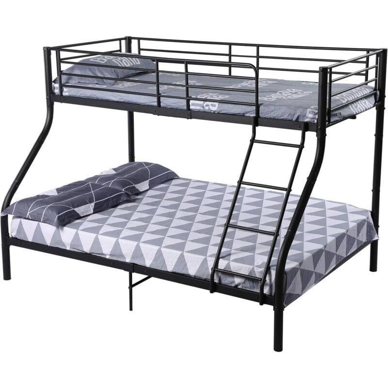 Cadre de lit Superposé en Métal Cadre Solide, avec Sommier à Lattes Dortoir pour Chambre à Coucher pour Adultes Adolescents - Noir - H.j Wedoo
