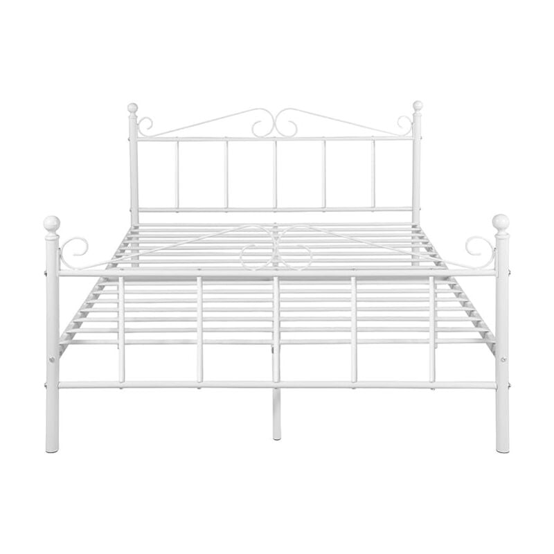 Lit Double en métal 4ft6 Cadre en Conception de Fleur avec Grand Espace de Rangement pour Les Enfants ou Adultes 140 x 190 cm, Blanc - H.j Wedoo