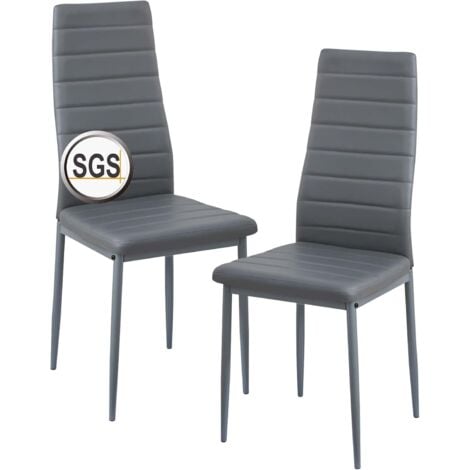 H.J WEDOO 2 Chaises de Salle à Manger avec Dossier Haut, Siège Rembourré épais - Ensemble de Chaises de Cuisine Confortables (Gris Foncé)