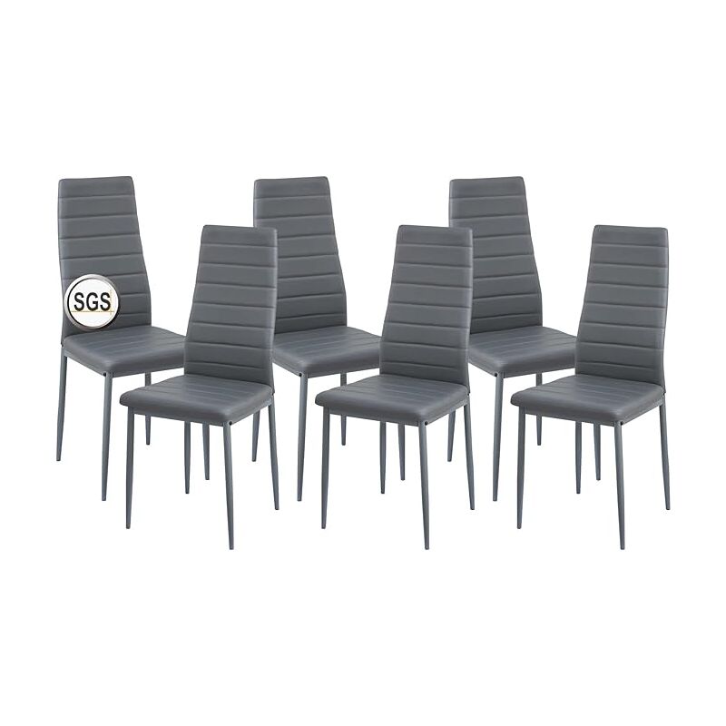 H.j Wedoo - Lot de 6 chaises de salle à manger avec accoudoirs, pieds en métal, chaise moderne, siège rembourré confortable, pour salle à manger,
