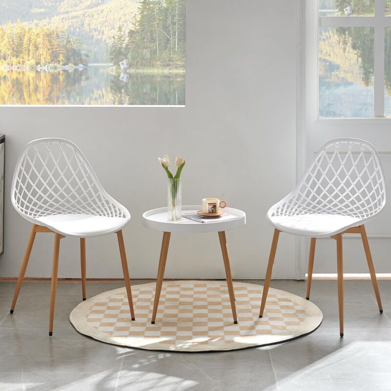 Lot de 2 chaises de salon, de salle à manger avec pieds en métal, chaises de salon, chaises de bureau, cuisine, salon Blanc - H.j Wedoo