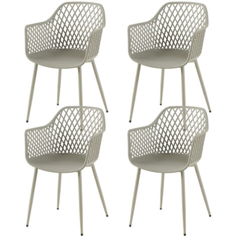 H.J Wedoo – Lot de 4 chaises de jardin avec accoudoirs – Charge maximale 120 kg – Design ergonomique – Résistantes aux intempéries – Couleur gris