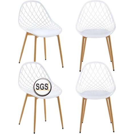 H.J Wedoo – Lot de 4 chaises de jardin – Coque en polypropylène – Cadre en fer – Repose-pieds réglable – Charge maximale 140 kg – Dimensions 42x47x84 cm