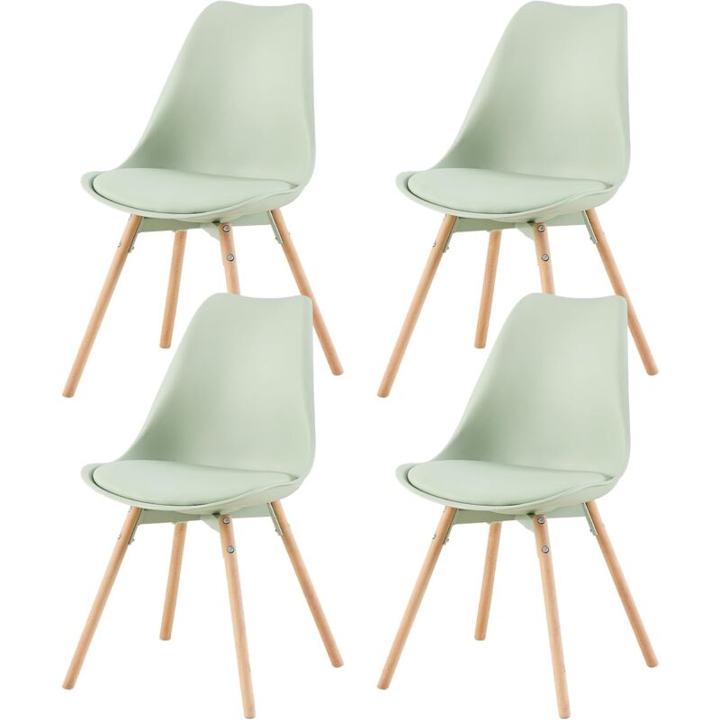 H.j Wedoo - Lot de 4 chaises de salle à manger rembourrées avec bois massif Assise Dossier pour salle à manger, salon, chambre à coucher, salle de