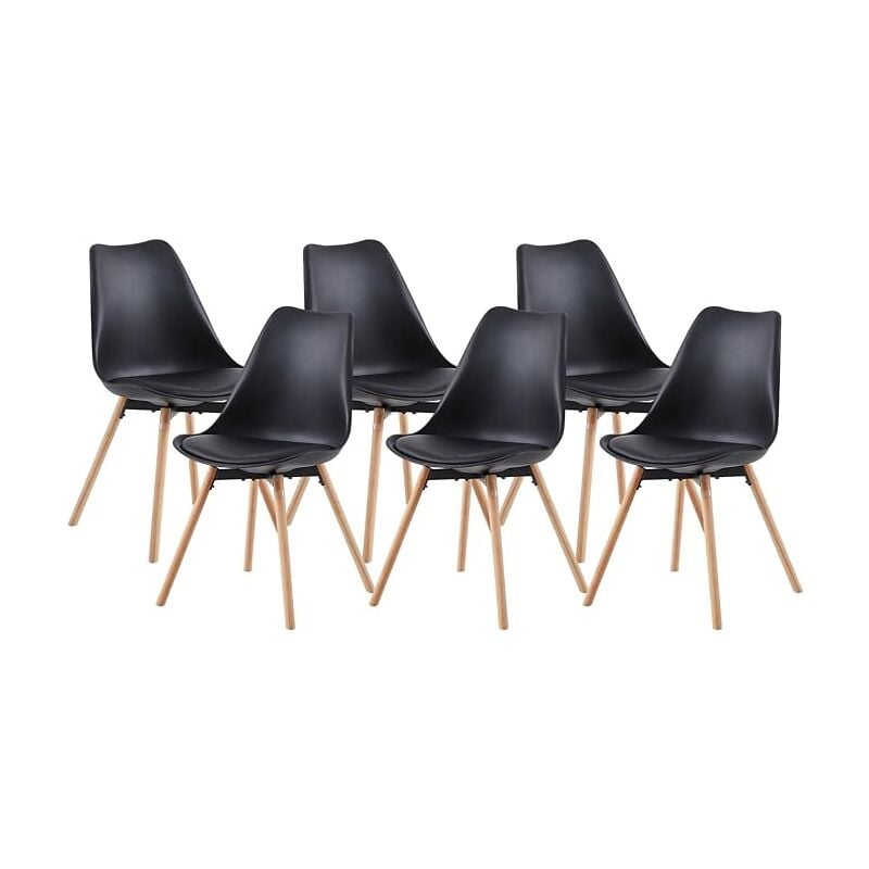 H.j Wedoo - Lot de 6 chaises de Salle à Manger rembourrées avec Pieds en Bois de hêtre Massif pour Salle à Manger, Salon, Chambre à Coucher, Cuisine,
