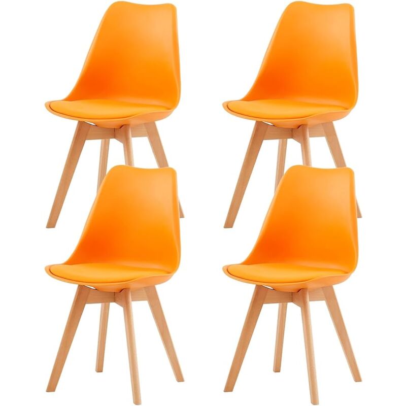 H.j Wedoo - Lot de 4 Chaises de Salle à Manger Scandinaves Colorées avec Pieds en Bois de Hêtre, Chaises Retro Design comme Chaises de