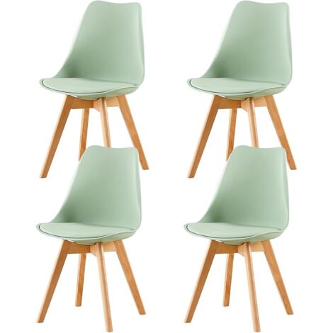 H.J Wedoo – Lot de 4 chaises scandinaves rétro – Rembourrage en peau humaine – Pieds en bois de hêtre massif – Dimensions 82x47,5x41 cm – Protection sol feutre