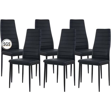 H.J WeDoo Lot de 6 chaises de salle à manger avec accoudoirs, pieds en métal, chaise moderne, siège rembourré, confortable, pour salle à manger, salon, cuisine, noir