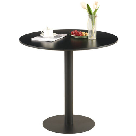 H.J WeDoo Mid Century Moderne Table à Manger Ronde Table Basse Petite Table , Salle à Manger Salon Chambre Bureau café Petite Table à Manger Minimaliste, Noir