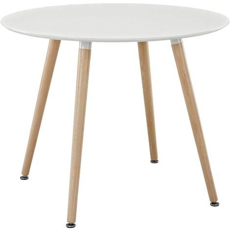 H.J WeDoo Ronde Table de Salle à Manger scandinave Diamètre 80cm Moderne Style Nordique en Bois, Blanc