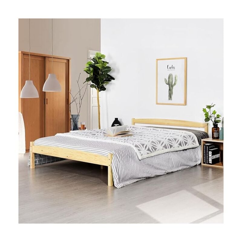 H.j Wedoo - Structure de Lit Double en Bois - 140x190 cm - Naturel