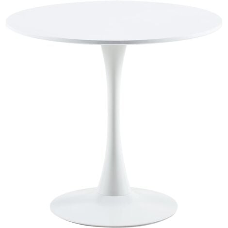 H.J WeDoo Table à Manger Ronde Moderne pour Cuisine, Salon, Salle à Manger, Balcon, Table Ronde diamètre 70 x 70 cm, Blanche