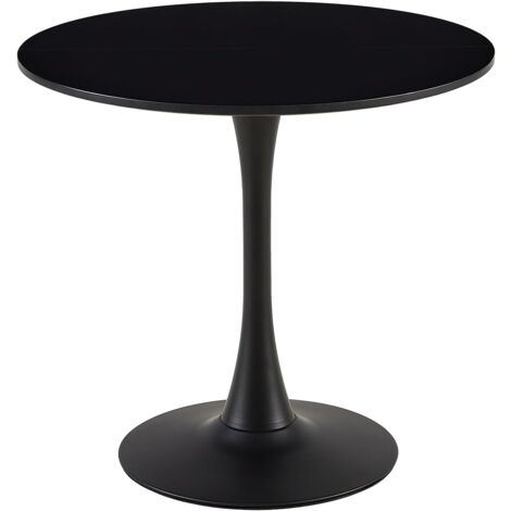 H.J WeDoo Table à Manger Ronde, Table à Manger de Cuisine, Table à Manger pour 2 à 4 Personnes, pour Salon, Salle à Manger, Bureau, 80 x 80 x 73 cm, Plateau de Table Design interrompu, Noir