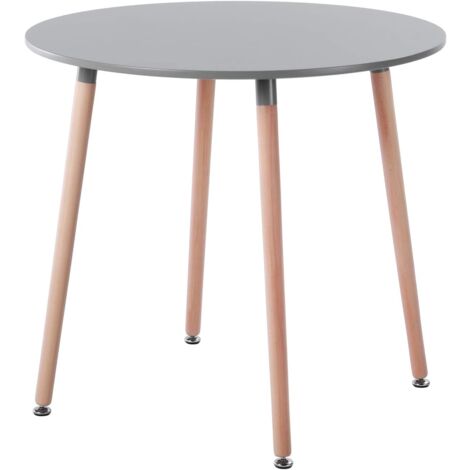 H.J Wedoo – Table ronde de salle à manger scandinave 80 cm – Plateau MDF laqué – Pieds en hêtre naturel – Design moderne et élégant