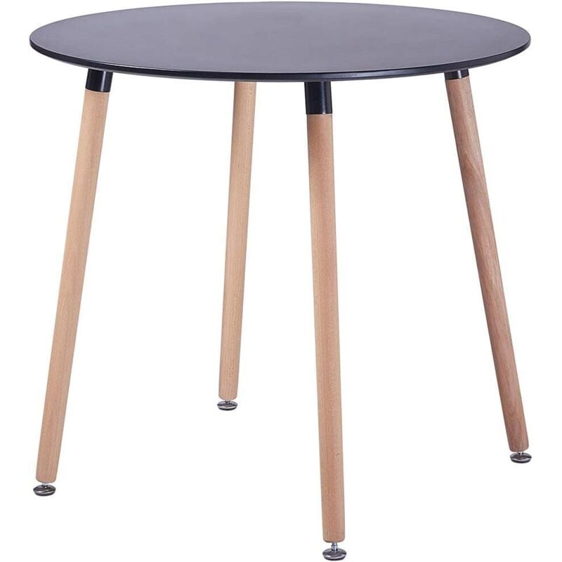 Table Ronde Salle à Manger Scandinave Design Noir en Bois 80 x 80 x 75 cm - H.j Wedoo