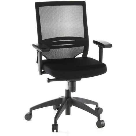 HJH Office 657230 Sedia da ufficio/Sedia girevole PORTO BASE tessuto nero, sedia di alta qualit, con braccioli regolabili, schienale in tessuto traspirante in rete, supporto lombare regolabile,