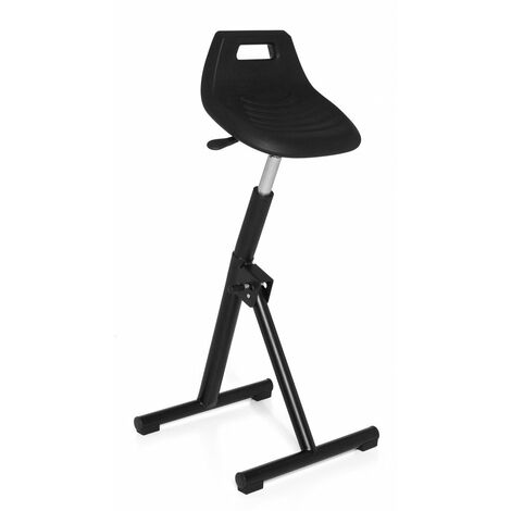HJH Office 665150 Sgabello da lavoro TOP WORK 31 nero, senza braccioli, robusto, regolabile in altezza, sedia da lavoro, base nera, ergonomica, facile da pulire, aiuto di sostegno