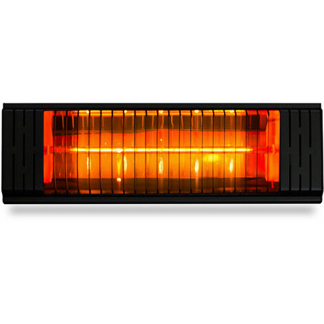 HJM Calefactor Eléctrico Halógeno de Exterior 2474, 12-14m2, Pared o Techo, Orientable, 2000W, Negro,