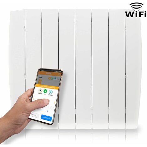 HJM Emisor Térmico Cerámico Bajo Consumo OPTIMA 1000 WiFi, Programación 24/7, Funciones Ahorro, Comandos de VOZ, 1000W, Blanco