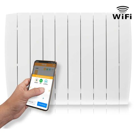 HJM Emisor Térmico Cerámico Bajo Consumo OPTIMA 1250 WiFi, Programación 24/7, Funciones Ahorro, Comandos de VOZ, 1250W, Blanco