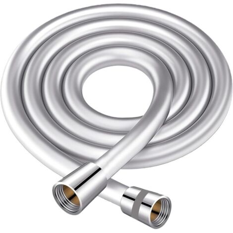 HJYMY Flexible de Douche 1.2m,Tuyau de Douche avec Protection Anti-Torsion,PVC Tuyau Douche avec Raccords en Laiton,Flexible et Résistant aux Pliures,pour Robinetterie de Salle de Bains,Argenté