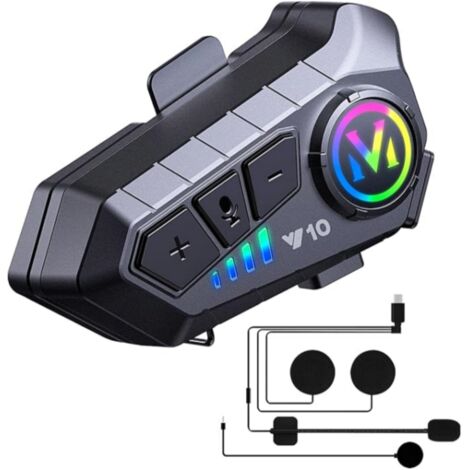 HK&Hanker Casque Moto Haut-parleurs Autonomie Longue Durée de Vie Écouteurs pour Casque IPX6 Réponse/Appel Automatique Contrôle de la Musique Version Intercom Deux Personnes
