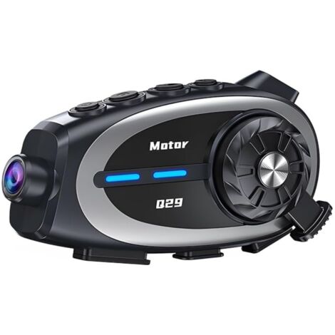 HK&HankerQ29 : Écouteurs pour casque de moto avec caméra 1080p, intercom Bluetooth pour moto, enregistreur vidéo embarqué étanche pour moto.