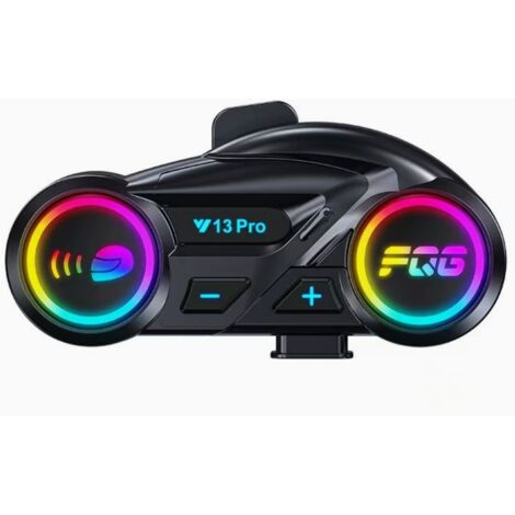 HK&HankeY13Pro - Casque Bluetooth pour moto, intercom de casque avec lumière couleur RGB, stéréo haute fidélité, étanche IP67.