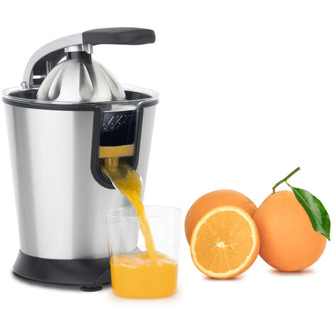 HKoenig AGR80 Exprimidor Eléctrico para Zumos de Cítricos y Naranjas, Con Brazo Articulado Profesional, 160 W, Libre de BPA, Sistema Antigoteo, Silencioso, Acero Inoxidable, Gris