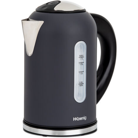HKoenig BOE52 Hervidor de Agua Eléctrico Pequeño, 2200 W, Capacidad de 1.7 L, Base 360º, Temperatura hasta 100º en Tiempo Récord