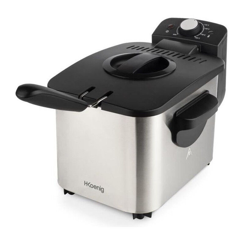DFX500 - Friteuse electrique 3L - 2200W - Temperature reglable - Corps en acier inoxydable - Panier amovible - Hkoenig