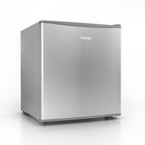 HKoenig Frigorífico estático 45L FGX490 de colocación libre, color blanco, clase energética A+, pequeño tamaño compacto 51 cm, silencioso, cubitos de hielo 4L, termostato ajustable, puerta reversible