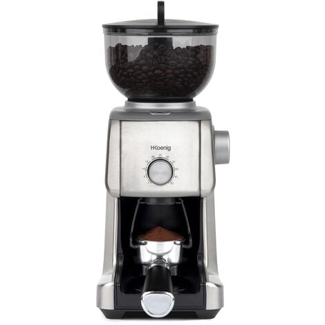 HKoenig GRD830, Molinillo de Café Eléctrico Profesional, 16 Tamaños de Molido, Potencia 130 W, Capacidad Deposito 400 g, Molinillo para Casa, Cuerpo de Aluminio